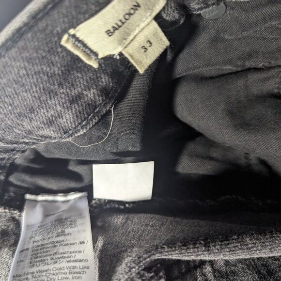 NWT MADEWELL Balloon Jeans Womens 33 Gray Black Denim Cropped High Rise Relaxed - Picture 4 of 4